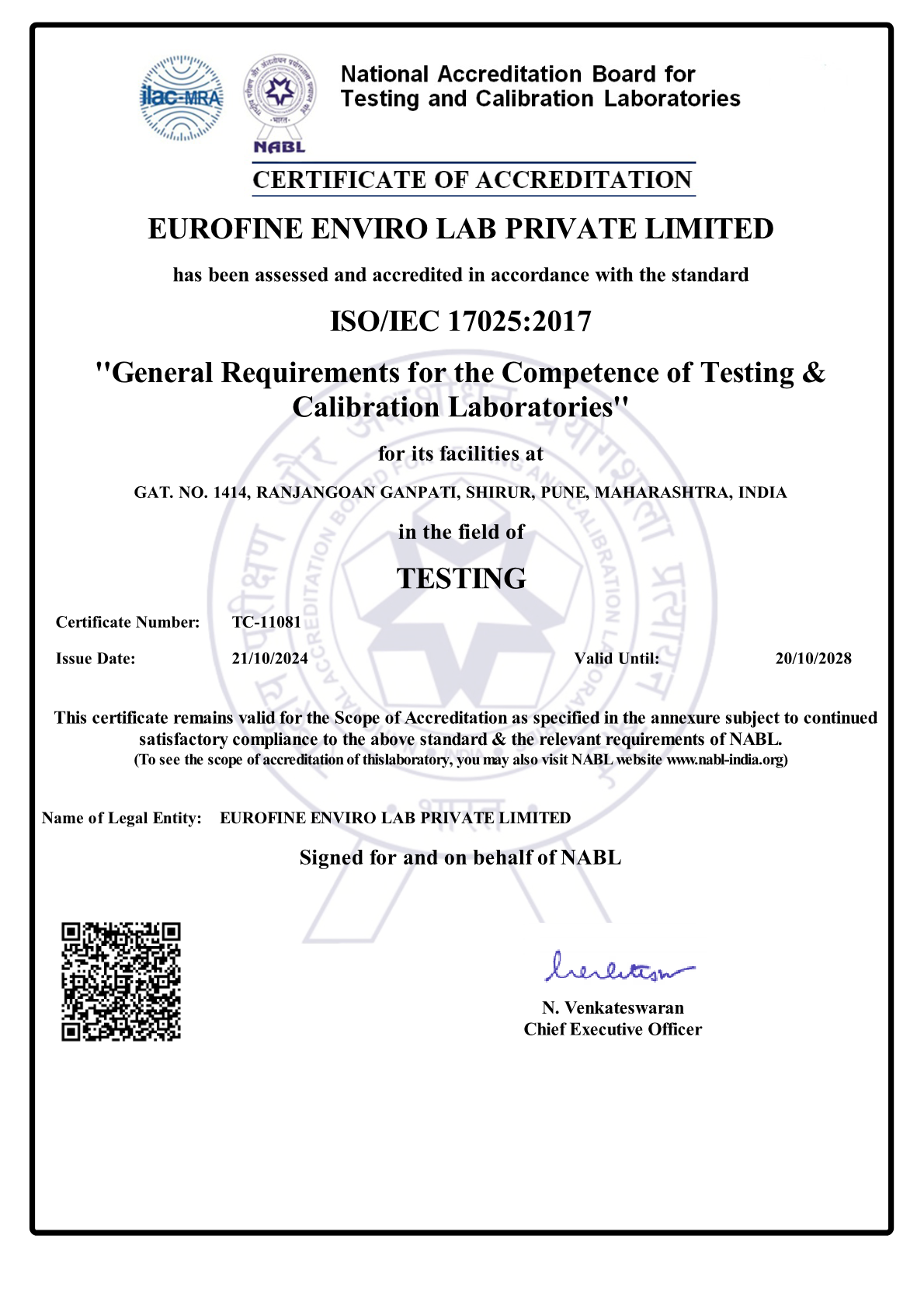NABL Certificate