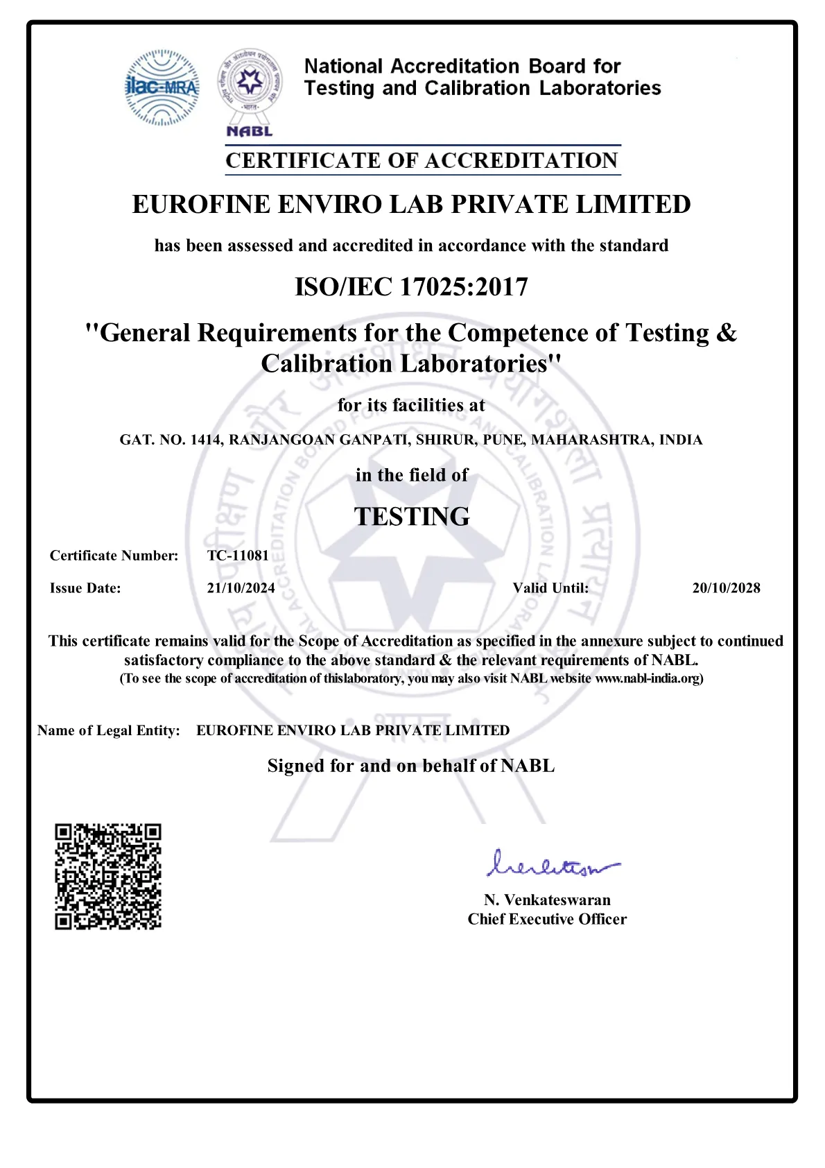 NABL Certificate